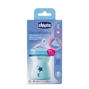 BIB EN PLASTIQUE CHICCO NATURAL FEELING  250ML BLEU