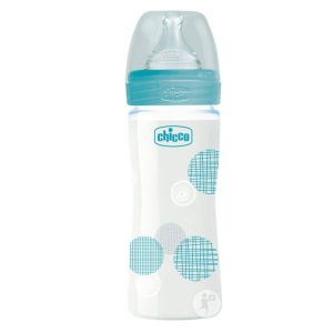 BIBERON EN VERRE/SILICONE S/B CHICCO 240ML