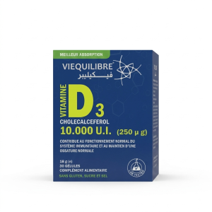 VIEQUILIBRE Vitamine D3 Cholecalciferol 10.000 U.I. (30 Gélules)