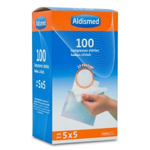 Aldismed Compresses Médico-Chirurgicales Stériles 10x10 cm (Boîte de 100)
