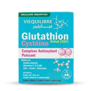 VIEQUILIBRE Glutathion Cystéine Réduit (GSH) Complexe Antioxydant Puissant - 45 Gélules