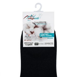 Megawell Mini Chaussettes Homme Diabétique Anti-Bactérien 100% Coton (Réf: MCT351)