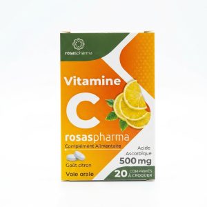 Rosaspharma Vitamine C 500mg Goût Citron - 20 Comprimés à Croquer