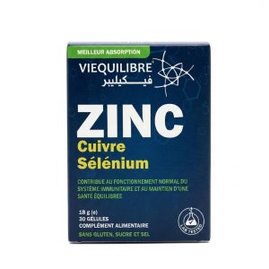 VIEQUILIBRE Zinc + Cuivre + Sélénium 30 Gélules (Meilleure Absorption - Immunité & Santé Équilibrée)